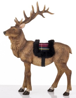 Standing deer with fur cap, polyresin (180929)