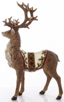 Standing deer with colorful cape, polyresin (170255)