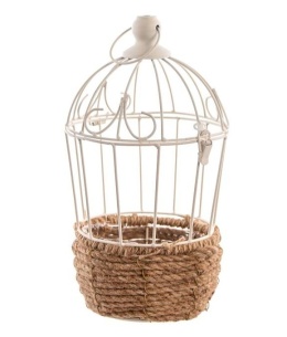 White metal cage - flowerpot cover (ART20128)