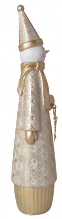 Figurka ceram. bałwanek złoty z metalową gwiazdką h:23*6*5cm (3556)
