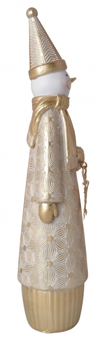 Figurka ceram. bałwanek złoty z metalową gwiazdką h:23*6*5cm (3556)