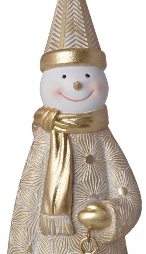 Figurka ceram. bałwanek złoty z metalową gwiazdką h:23*6*5cm (3556)
