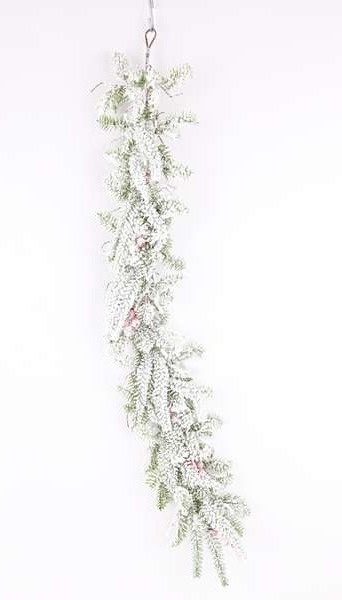 Snow-covered garland 105cm red fruits (CV37255)