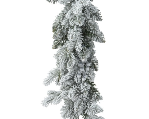 Frosted garland 270cm pine cones and blue fruits (685074)