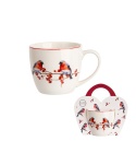 Porcelain mug 460ml "in a basket" Christmas Birds