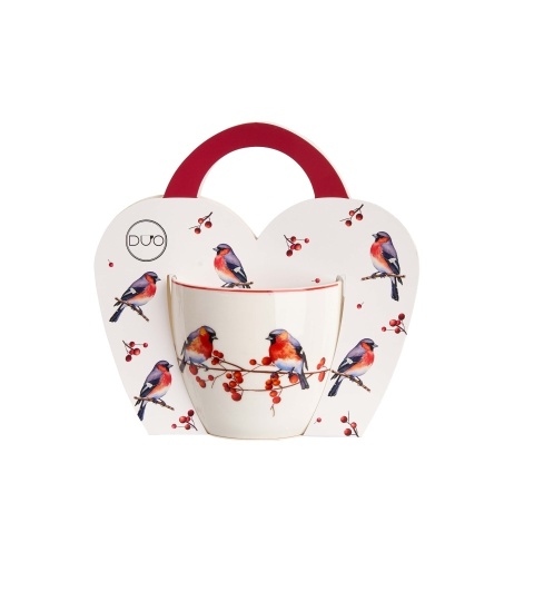 Porcelain mug 460ml "in a basket" Christmas Birds