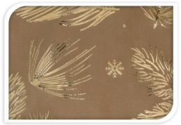 Materiał welurowy jasny brąz złote gałązki (008824) 28*150cm -30%