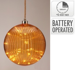 Glass ball 20cm honey 30LED corrugated (AAB201020)