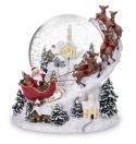 Water ball 12cm music box + reindeer sleigh with Santa Claus (147785)