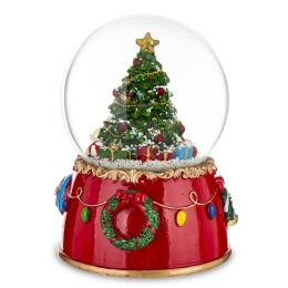 Red water ball 10cm Christmas tree music box (167734)