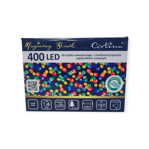 LED lamps 400L + color socket + timer transformer 19.9m decoration (642/21/LED/M) dark cable inside/outside