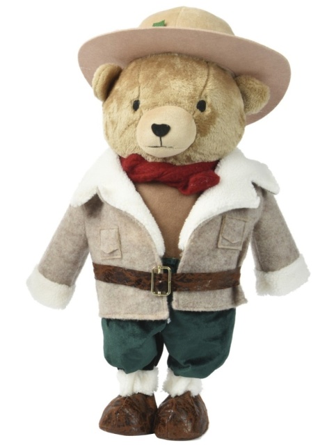 Standing plush teddy bear 58cm in a sheepskin coat and hat (398568)