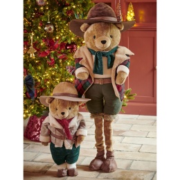 Standing plush teddy bear 58cm in a sheepskin coat and hat (398568)