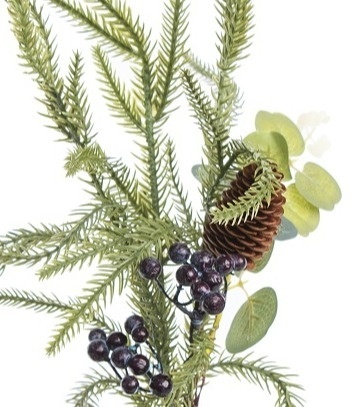 Set of 3 twigs mix PE picks 41cm cones + navy blue fruits (OZB07308)