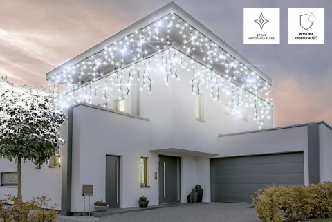 LED icicle curtain outdoor thick cable 100L + socket cold white + flash cold white (25-332) 4.8m/6W