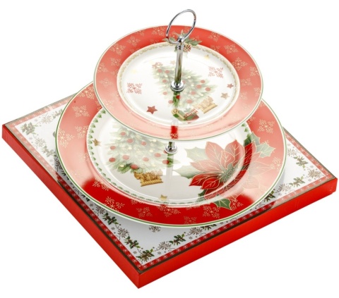 Two-Tier Porcelain Serving Stand with Christmas Tree (555-7000)