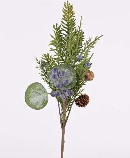 34cm green branch navy blue fruit (CV37394)