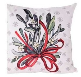 Pillow 40x40cm white with mistletoe (TG80090-1)