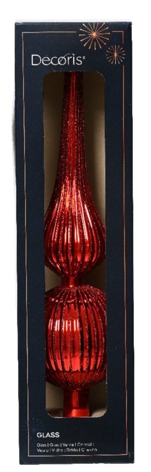 Fluted glass spike, red, shiny (170224)