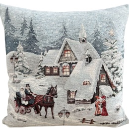 Chenille tapestry tablecloth 100x100cm CARRIAGE HOUSE (TX0007-1329)