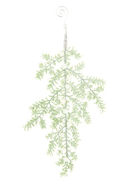 Zawieszka liść brokat 30cm z perełkami zielony (BX19184)-20%